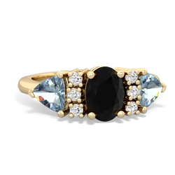 Onyx Antique Style Three Stone 14K Yellow Gold ring R2186