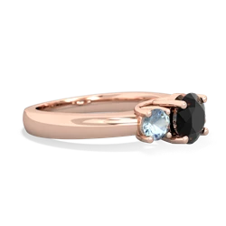 Onyx Three Stone Round Trellis 14K Rose Gold ring R4018