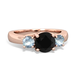 Onyx Three Stone Round Trellis 14K Rose Gold ring R4018