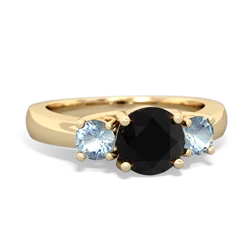 Onyx Three Stone Round Trellis 14K Yellow Gold ring R4018