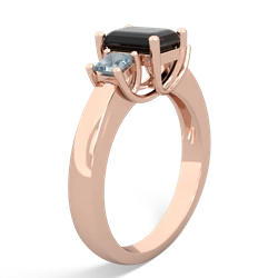 Onyx Three Stone Emerald-Cut Trellis 14K Rose Gold ring R4021