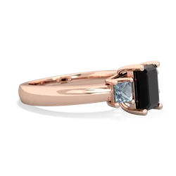 Onyx Three Stone Emerald-Cut Trellis 14K Rose Gold ring R4021