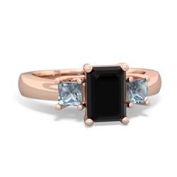 Onyx Three Stone Emerald-Cut Trellis 14K Rose Gold ring R4021