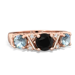 Onyx Hugs And Kisses 14K Rose Gold ring R5016