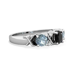 Onyx Hugs And Kisses 14K White Gold ring R5016