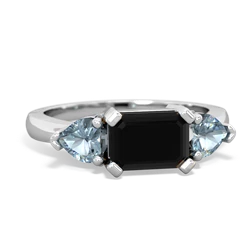 Onyx Three Stone 14K White Gold ring R5235