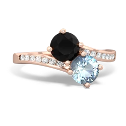 Onyx Channel Set Two Stone 14K Rose Gold ring R5303