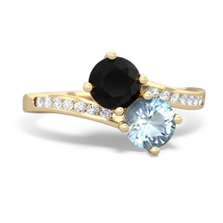 Onyx Channel Set Two Stone 14K Yellow Gold ring R5303