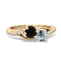 Onyx Infinity Pave Two Stone 14K Yellow Gold ring R5285