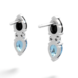 Onyx Bowtie Drop 14K White Gold earrings E0865