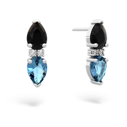 Onyx Bowtie Drop 14K White Gold earrings E0865