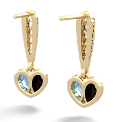 Onyx Filligree Heart 14K Yellow Gold earrings E5070