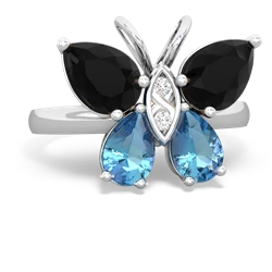 Onyx Butterfly 14K White Gold ring R2215