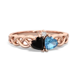 Onyx Heart To Heart Braid 14K Rose Gold ring R5870