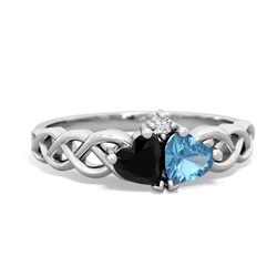 Onyx Heart To Heart Braid 14K White Gold ring R5870