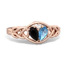 Onyx Celtic Love Knot 14K Rose Gold ring R5420