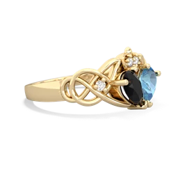 Onyx 'One Heart' Celtic Knot Claddagh 14K Yellow Gold ring R5322