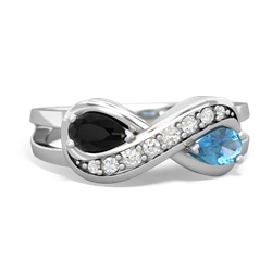 Onyx Diamond Infinity 14K White Gold ring R5390