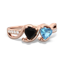 Onyx Side By Side 14K Rose Gold ring R3090