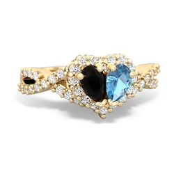 Onyx Diamond Twist 'One Heart' 14K Yellow Gold ring R2640HRT