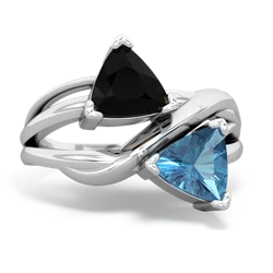 Onyx Split Band Swirl 14K White Gold ring R2341