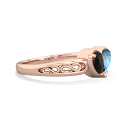 Onyx Filligree 'One Heart' 14K Rose Gold ring R5070