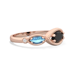 Onyx Milgrain Marquise 14K Rose Gold ring R5700