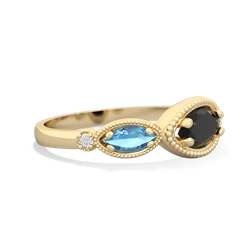 Onyx Milgrain Marquise 14K Yellow Gold ring R5700