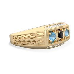 Onyx Three Stone Tire Tread Men's 14K Yellow Gold ring R0520