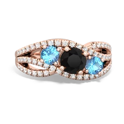 Onyx Three Stone Aurora 14K Rose Gold ring R3080