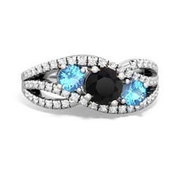 Onyx Three Stone Aurora 14K White Gold ring R3080