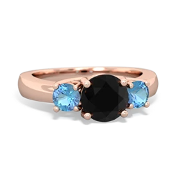 Onyx Three Stone Round Trellis 14K Rose Gold ring R4018