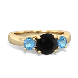 Onyx Three Stone Round Trellis 14K Yellow Gold ring R4018