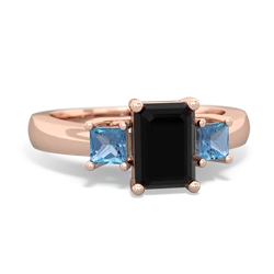 Onyx Three Stone Emerald-Cut Trellis 14K Rose Gold ring R4021