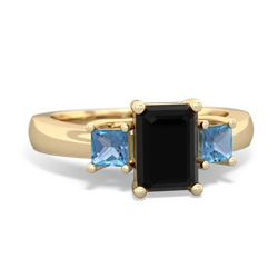 Onyx Three Stone Emerald-Cut Trellis 14K Yellow Gold ring R4021