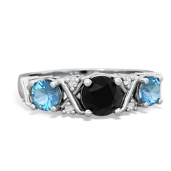 Onyx Hugs And Kisses 14K White Gold ring R5016