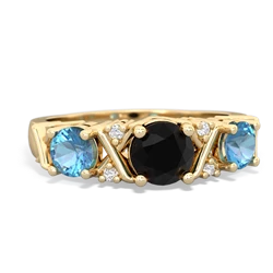 Onyx Hugs And Kisses 14K Yellow Gold ring R5016