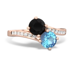 Onyx Channel Set Two Stone 14K Rose Gold ring R5303