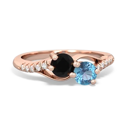 Onyx Infinity Pave Two Stone 14K Rose Gold ring R5285