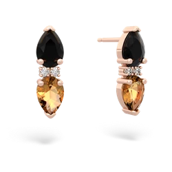 Onyx Bowtie Drop 14K Rose Gold earrings E0865