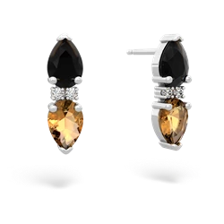 Onyx Bowtie Drop 14K White Gold earrings E0865