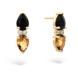 Onyx Bowtie Drop 14K Yellow Gold earrings E0865
