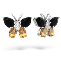 Onyx Butterfly 14K White Gold earrings E2215