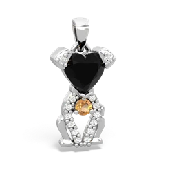 Onyx Puppy Love 14K White Gold pendant P5800