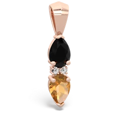 Onyx Bowtie Drop 14K Rose Gold pendant P0865