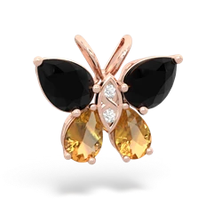 Onyx Butterfly 14K Rose Gold pendant P2215