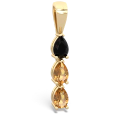 Onyx Dew Drops 14K Yellow Gold pendant P2251