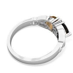 Onyx Celtic Knot Double Heart 14K White Gold ring R5040