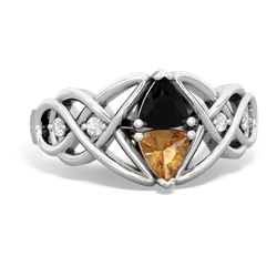 Onyx Keepsake Celtic Knot 14K White Gold ring R5300