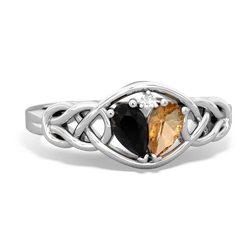 Onyx Celtic Love Knot 14K White Gold ring R5420